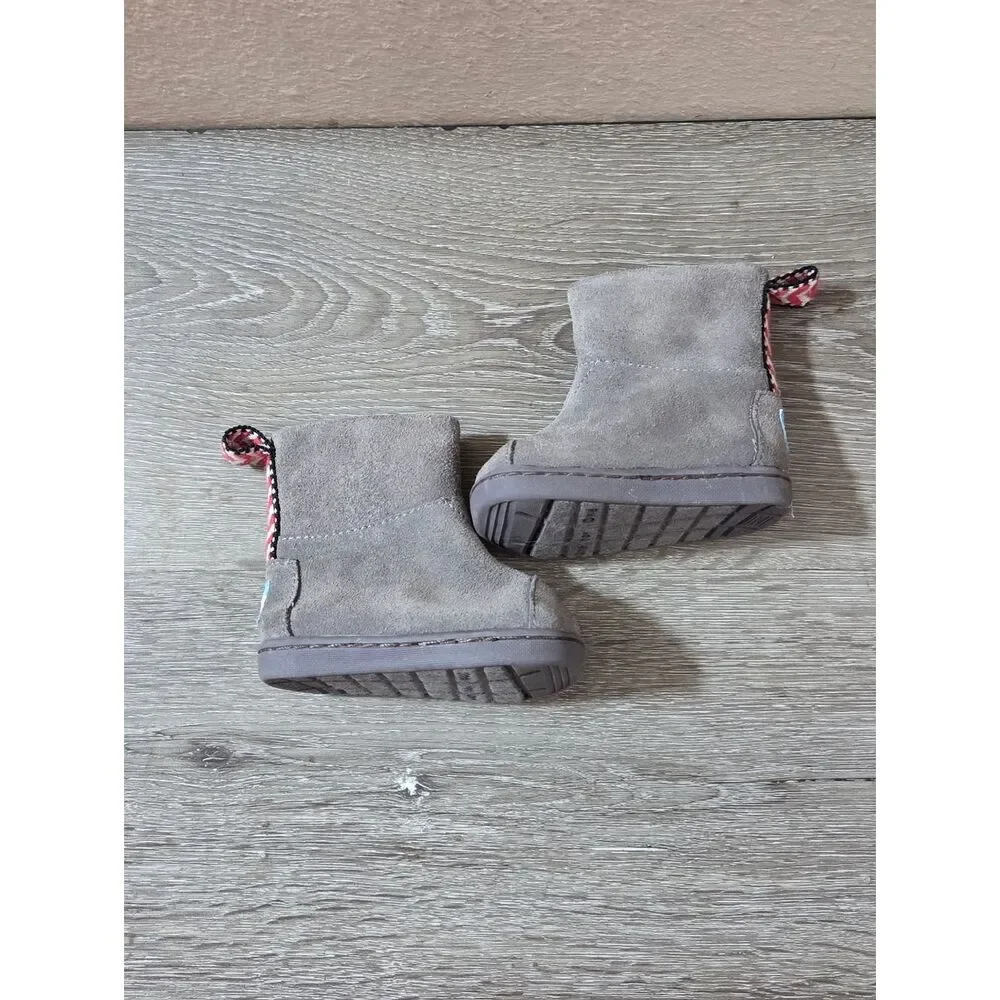 Toms Infant Baby Gray Suede Plush-Lined Winter Boots - Size 3